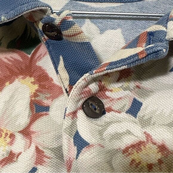 Vintage Polo Ralph Lauren Polo Shirt Floral Hawaiian Pique Cotton Men Sz Large - Picture 4 of 9